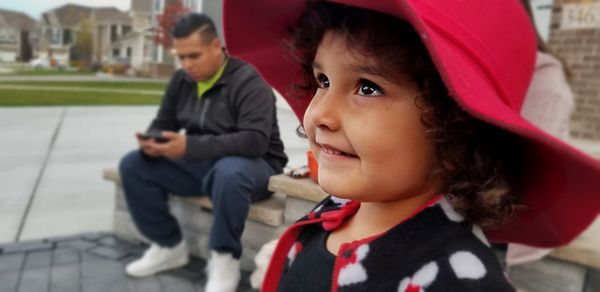 Portrait of cute boy looking away