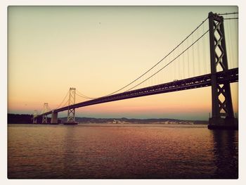 Suspension bridge at sunset