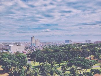 City against cloudy sky