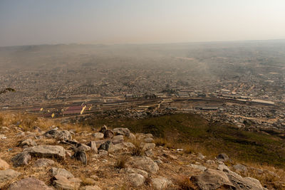 High angle view of townscape against sky