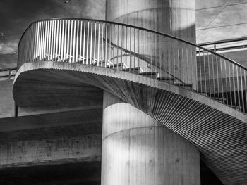 Low angle view of spiral staircase against building