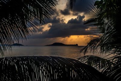 Scenic view of sea against sky at sunset