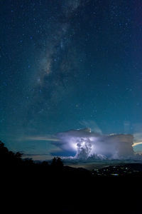 Scenic view of sea against sky at night