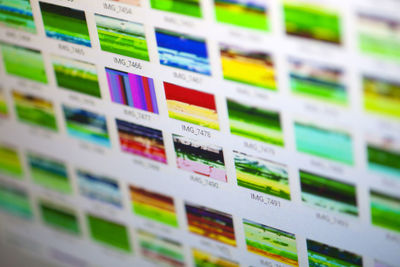 Full frame shot of multi colored pencils in row