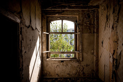 Open window of old building