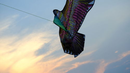 Low angle view of kite flying against sky