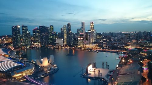 City skyline at dusk