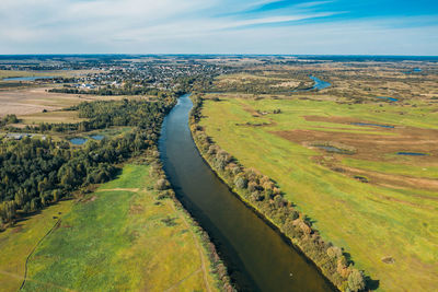 High angle view of landscape against sky