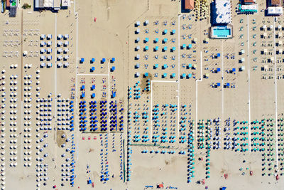 Aerial view of umbrellas at beach