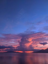 Scenic view of sea against sky during rain