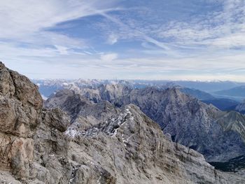 Scenic view of rocky mountains against sky