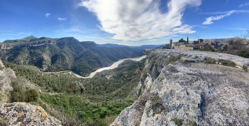 Panoramic view of mountains against sky