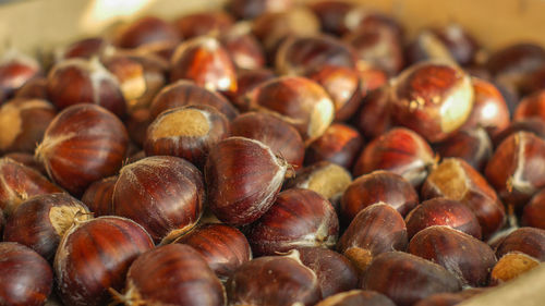 Full frame shot of hazelnuts