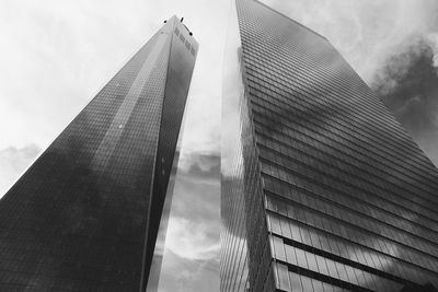 Low angle view of skyscrapers against sky