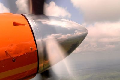 Close-up of propeller airplane