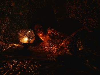 Close-up of fire in the dark