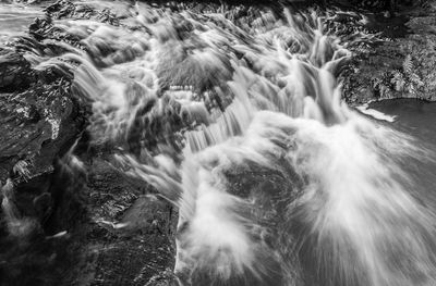 Water flowing through rocks