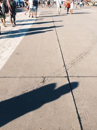 Low section of people on road