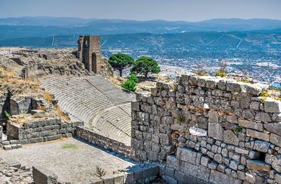 High angle view of old ruins in city