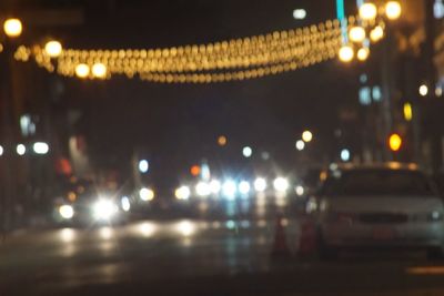 Illuminated street lights at night