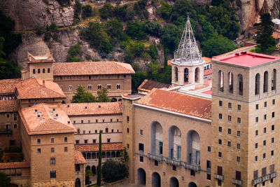 High angle view of buildings in city