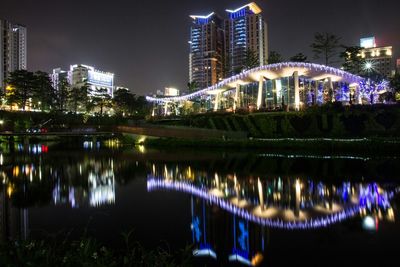 Illuminated city at night