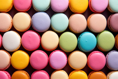 Full frame shot of colorful macaroons