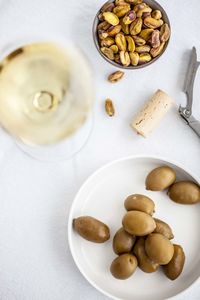 High angle view of food in plate on table