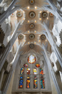 Low angle view of illuminated ceiling of building