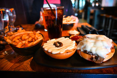 Close-up of food on table