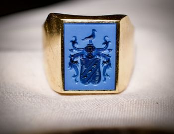 Close-up of cross on table