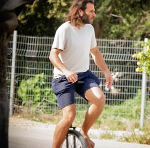 A man using one wheel bike 