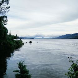 Scenic view of sea against cloudy sky