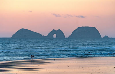 Twilight on the ocean coast at cape lookout state park in oregon