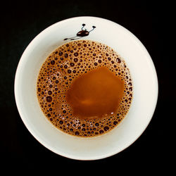 High angle view of coffee on table