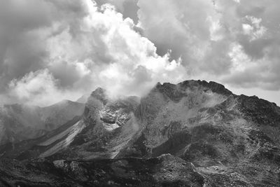 Panoramic view of mountains against sky