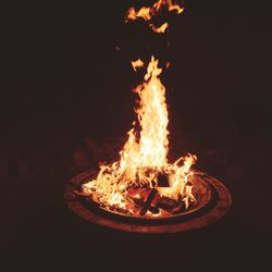 Close-up of bonfire at night