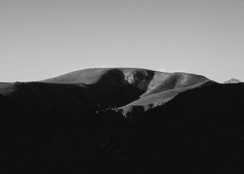 Low angle view of mountain against clear sky