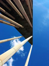 Low angle view of building against blue sky