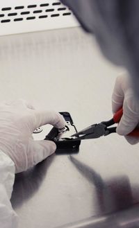 High angle view of person working on table