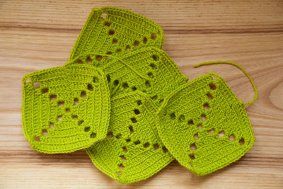 A beautiful green crocheted sqares