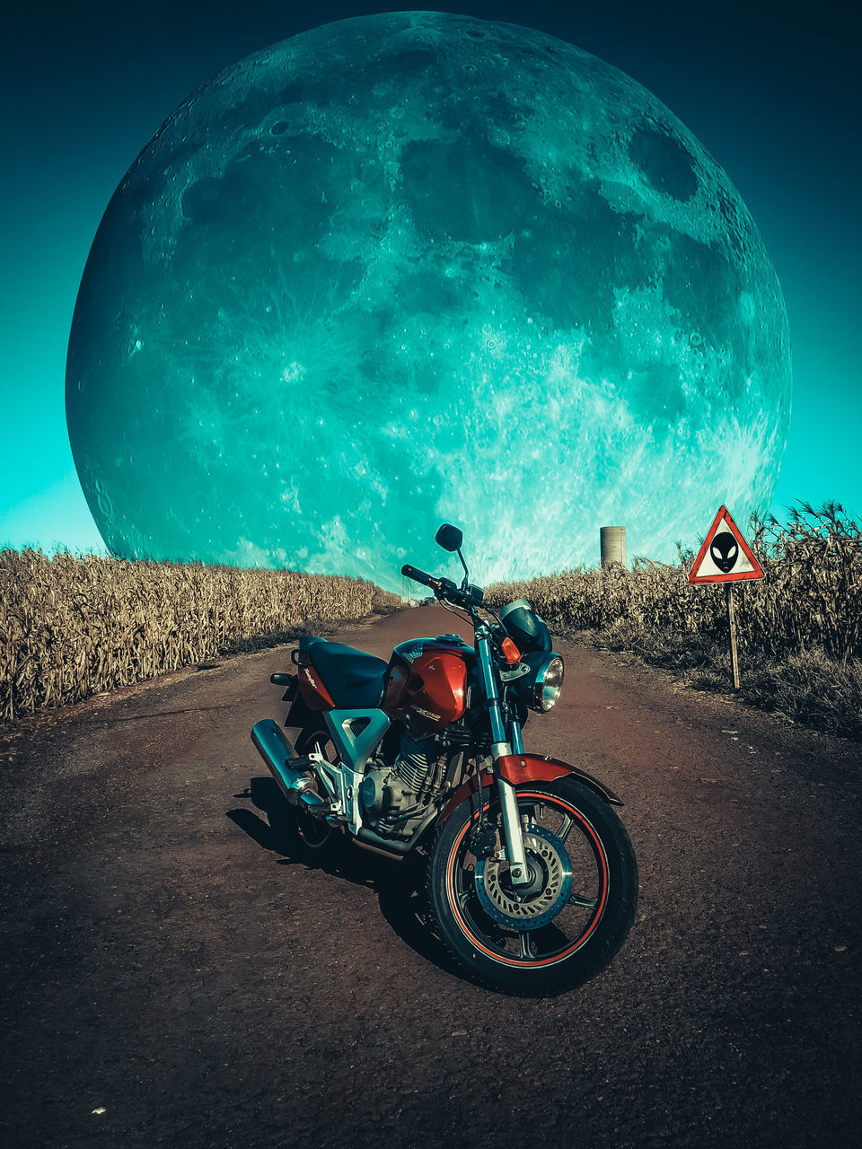 DIGITAL COMPOSITE IMAGE OF BLUE ROAD