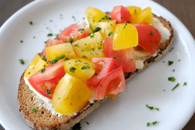 Close-up of breakfast served in plate