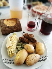 Close-up of breakfast on table