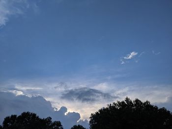 Low angle view of silhouette trees against sky