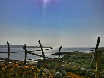 Scenic view of sea against clear sky