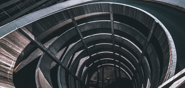 High angle view of spiral staircase in building