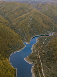 High angle view of land on shore