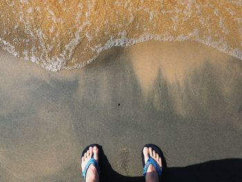 Low section of woman standing on beach