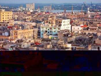 High angle view of townscape against sky